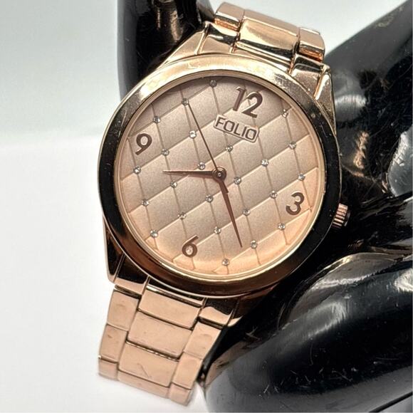 Gold & Pink Folio Watch - Picture 2 of 4